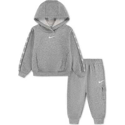 Nike Kids' Logo Taping Hoodie & Cargo Joggers Set In White