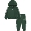 Nike Kids' Logo Taping Hoodie & Cargo Joggers Set In Green