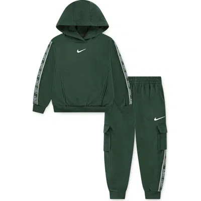 Nike Kids' Logo Taping Hoodie & Cargo Joggers Set In Green