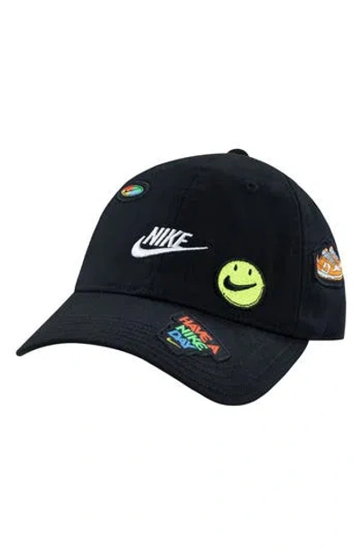 Nike Kids' Logo Toss Patch Club Baseball Cap In Black