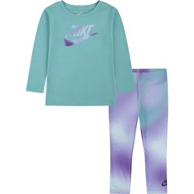 Nike Kids' Long Sleeve Graphic T-shirt & Leggings Set In Blue