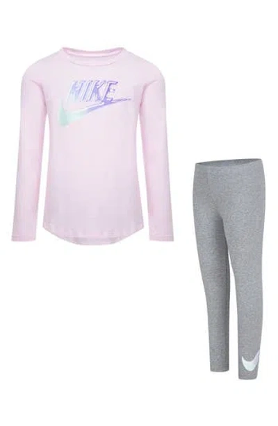 Nike Kids' Long Sleeve Top & Leggings Set In Pink