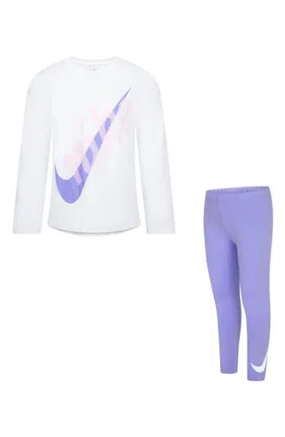 Nike Kids' Long Sleeve Top & Leggings Set In Purple Pulse