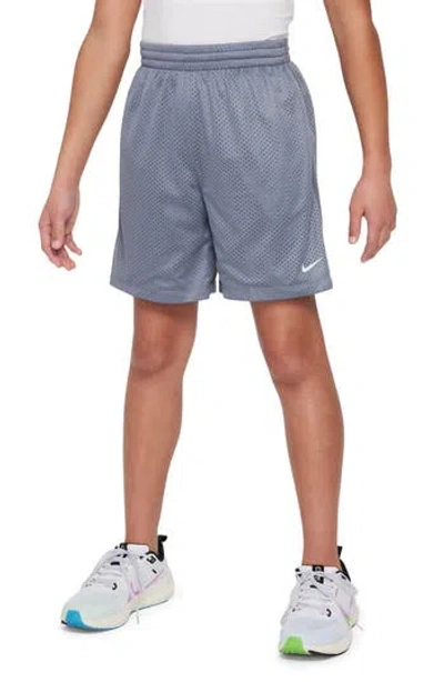 Nike Kids' Mesh Dri-fit Shorts In Cool Grey/white