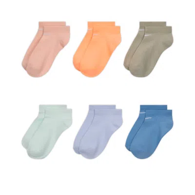 Nike Kids' Metallic Swoosh No-show Socks (6 Pairs) In Multi
