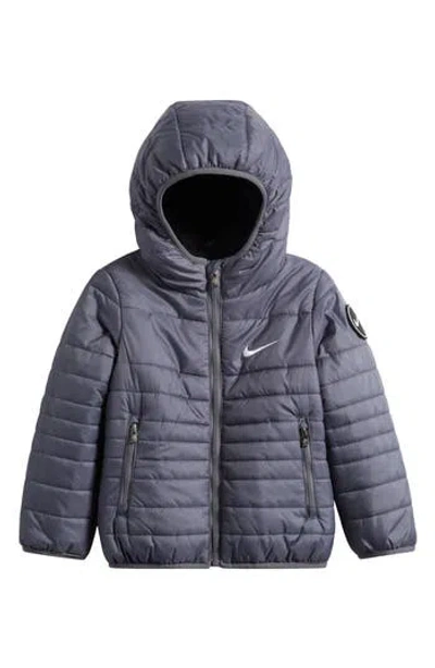 Nike Kids' Midweight Hooded Puffer Jacket In Gray
