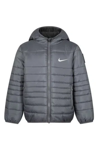 Nike Kids' Midweight Hooded Puffer Jacket In Gray