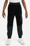 Nike Kids' Mixed Media Cargo Joggers In Black/black