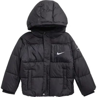 Nike Kids' Mixed Media Puffer Jacket In Black
