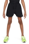 Nike Dri-fit Solid Color Logo Printing Straight Quick Dry Breathable Sports Shorts Black In Black/ Black