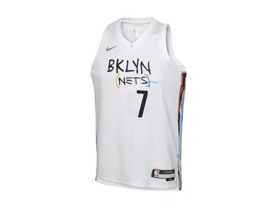 Pre-owned Nike Kids Nba Kevin Durant Brooklyn Nets City Edition Swingman Jersey In White