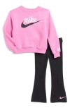Nike Kids' New Impressions Crewneck Top & Flared Leggings Set In Black