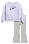 Nike Kids' New Impressions Crewneck Top & Flared Leggings Set In Dark Grey Heather