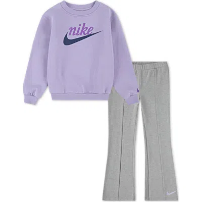 Nike Kids' New Impressions Crewneck Top & Flared Leggings Set In Gray