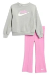 Nike Kids' New Impressions Crewneck Top & Flared Leggings Set In Magic Flamingo