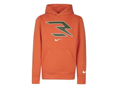 Nike Kids  3brand Icons Fleece Hoodie Orange Graphic Print Pullover Gbo150 In Red