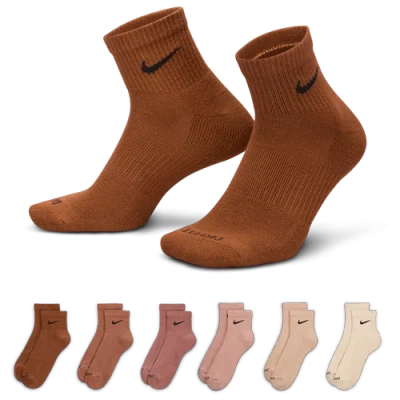 Nike Kids  Everyday Plush Cushioned 6 Pack Ankle Socks In Multi/tan