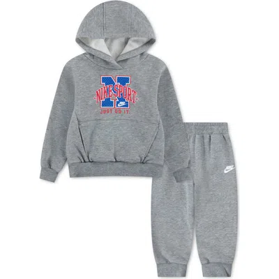 Nike Kids'  Pullover Hoodie & Pants Set In Gray