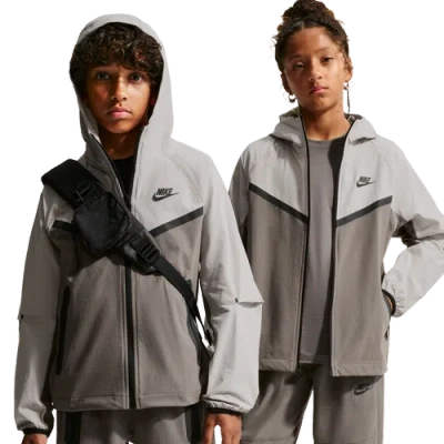 Nike Kids Nsw Tech Woven Full-zip Jacket Pd In Gray