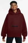 Nike Kids' Oversize Tech Fleece Hoodie In Burgundy