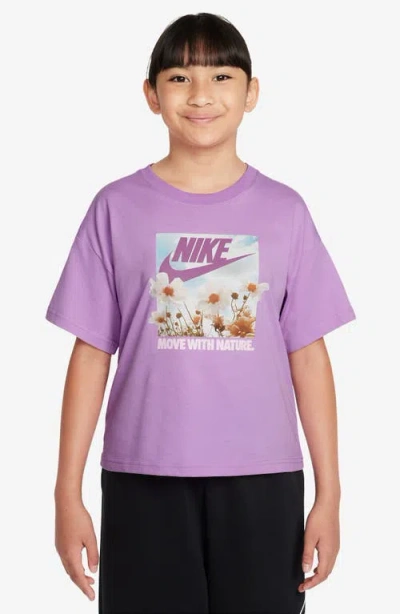 Nike Kids' Photo Cotton Graphic T-shirt In Rush Fuchsia
