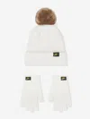 Nike Kids Plush Beanie And Glove Set In White