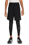 Nike Big Boys Pro Dri-fit Stretch Performance Leggings In Black/black/white
