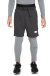 Nike Big Boys Pro Dri-fit Stretch Performance Leggings In Smoke Grey/smoke Grey/black