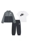 Nike Kids' Propus T-shirt, Track Jacket & Joggers Set In Gray