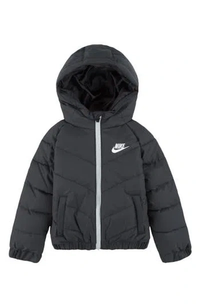 Nike Kids' Puffer Hooded Zip Jacket In Black