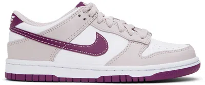 Nike Kids Purple & White Dunk Low Big Kids Sneakers In White/viotech