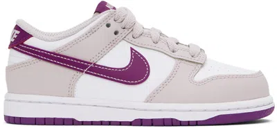 Nike Kids Purple & White Dunk Low Little Kids Sneakers In White/viotech