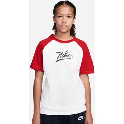 Nike Kids Raglan Cotton Graphic T-shirt In Multi