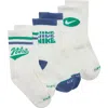 Nike Kids' Retro Graphics Assorted 3-pack Crew Socks In Green