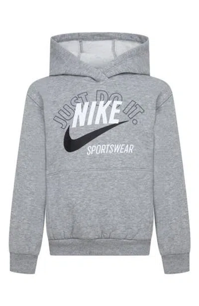 Nike Kids' Retro Sportswear Club Fleece Hoodie In Dark Grey Heather