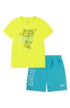 Nike Kids' Rhythm T-shirt & French Terry Shorts Set In Multi