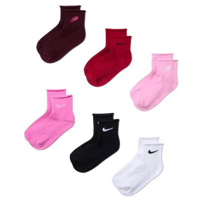 Nike Kids' Rolled Welt Ankle Socks (6 Pairs) In Multi