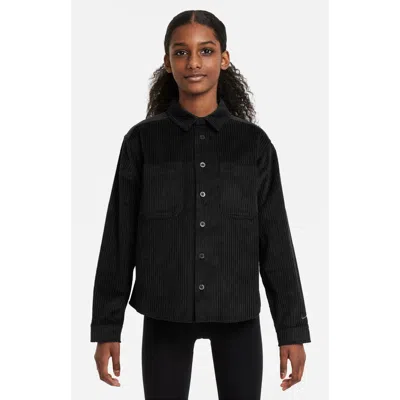 Nike Kids' Sb Cotton Corduroy Button-up Shirt In Black/anthracite