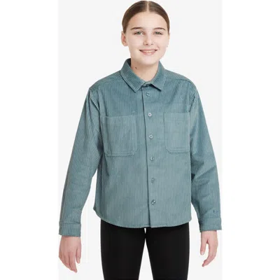 Nike Kids' Sb Cotton Corduroy Button-up Shirt In Denim Turq/aegean Storm