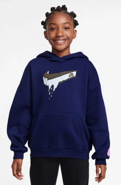 Nike Kids' Sb Easy-on Oversize Fleece Hoodie In Blue