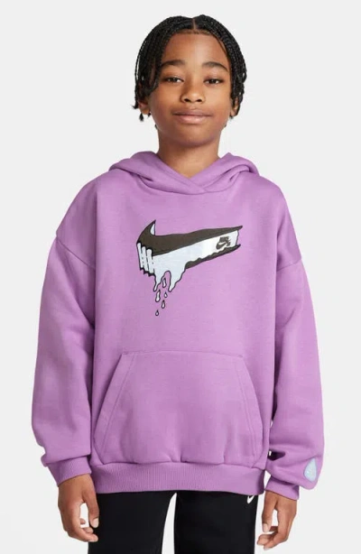Nike Kids' Sb Easy-on Oversize Fleece Hoodie In Rush Fuchsia/blue Void