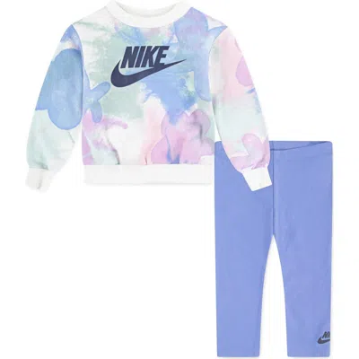 Nike Kids' Sci-dye Fleece Top & Leggings Set In  Polar