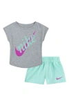 Nike Kids' Script Future Logo Graphic T-shirt & Mesh Shorts Set In Emerald Rise