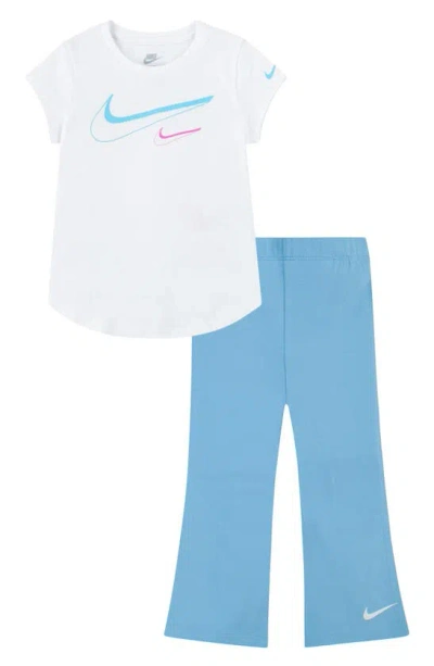 Nike Kids' Short Sleeve Logo Graphic T-shirt & Flare Leggings Set In Aquarius Blue