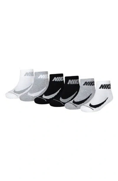 Nike Kids' Simple Swoosh 6-pack Ankle Socks In Dark Grey