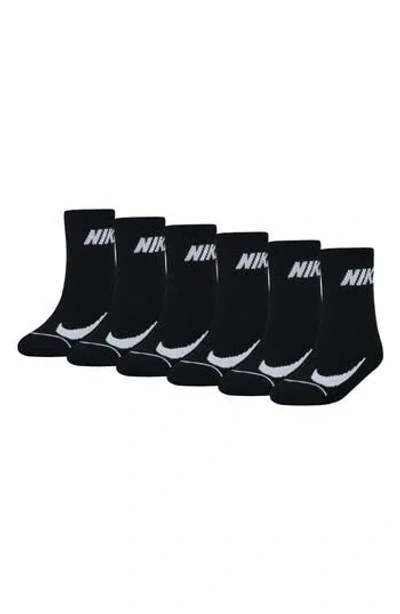Nike Kids' Simple Swoosh 6-pack Crew Socks In Black