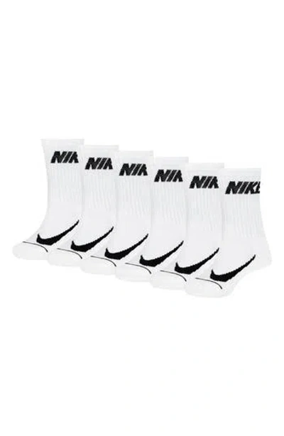 Nike Kids' Simple Swoosh 6-pack Crew Socks In White