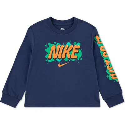 NIKE NIKE KIDS' SLIME LOGO LONG SLEEVE GRAPHIC T-SHIRT