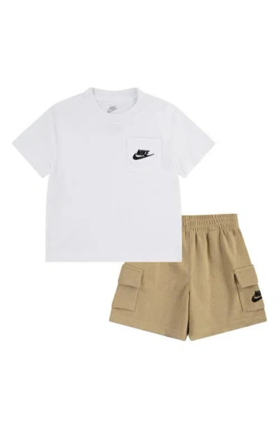 NIKE NIKE KIDS' SLUB POCKET T-SHIRT & FRENCH TERRY CARGO SHORTS SET
