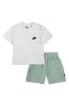 Nike Kids' Slub Pocket T-shirt & French Terry Cargo Shorts Set In Steam